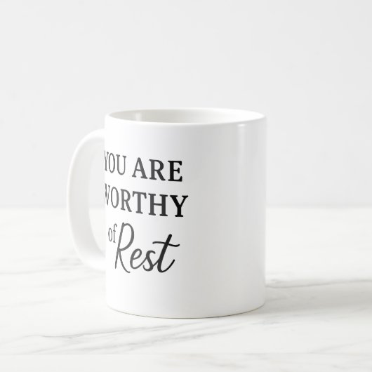 Je bent het waard om te rusten - Gentle Reminder M Koffiemok (Voorkant links)