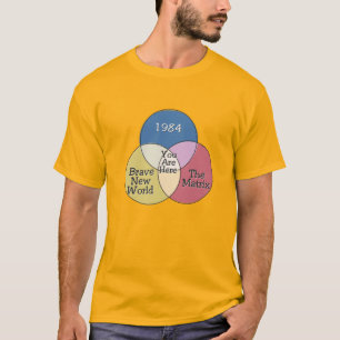 Je bent hier 1984 Brave New World The Matrix venn T-shirt