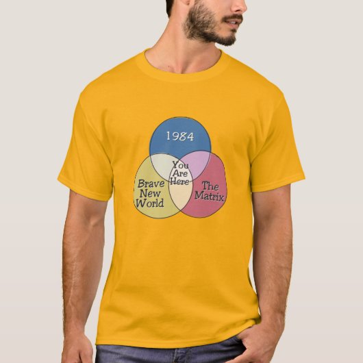Je bent hier 1984 Brave New World The Matrix venn T-shirt (Voorkant)