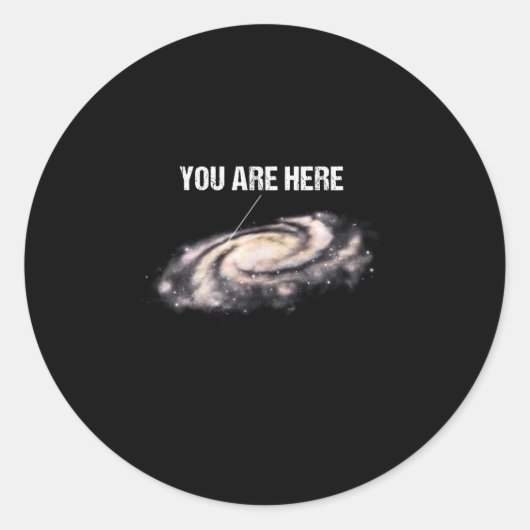 Je bent hier een melkweg universe Space Astronomie Ronde Sticker (Voorkant)