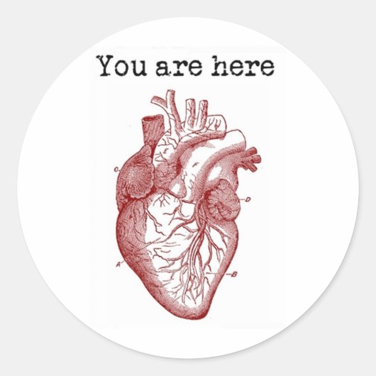 Je bent hier in mijn hart ronde sticker (Voorkant)