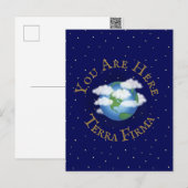 "Je bent hier - Terra Firma" Humoureuze Planet Ear Briefkaart (Voorkant / Achterkant)