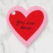 Je bent hier valentine rode hart  bedankjes labels (Voorkant)