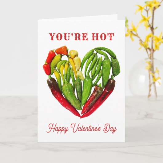 Je bent Hot Chili Peppers Heart Valentijnsdag Kaart (Gele Bloem)