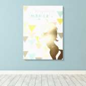 Je bent iets magisch-goudeenhoorns canvas afdruk (Insitu (Houten vloer))