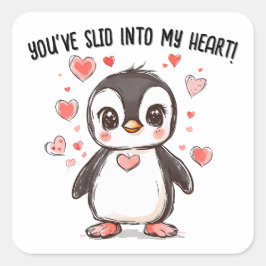 Je bent in de Valentijnsdag van mijn hartpinguïn g Vierkante Sticker