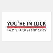 Je bent in Luck - ik heb lage standaarden Rechthoekige Sticker (Voorkant)