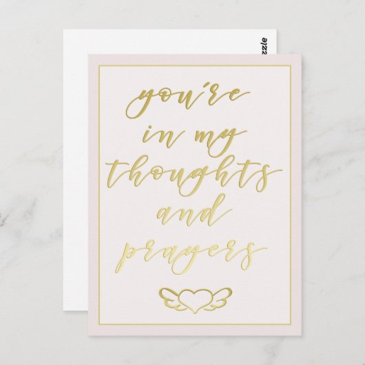 Je bent in mijn Gedachten & Gebed Blush Roze & Gou Briefkaart