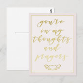 Je bent in mijn Gedachten & Gebeden Roze & Goud Briefkaart (Voorkant / Achterkant)