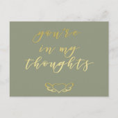 Je bent in mijn gedachten - Gouden borstel schrift Briefkaart (Voorkant)