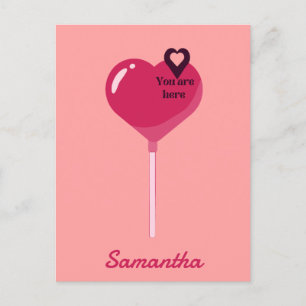 Je bent in mijn roze Lollypop Heart Love Briefkaart
