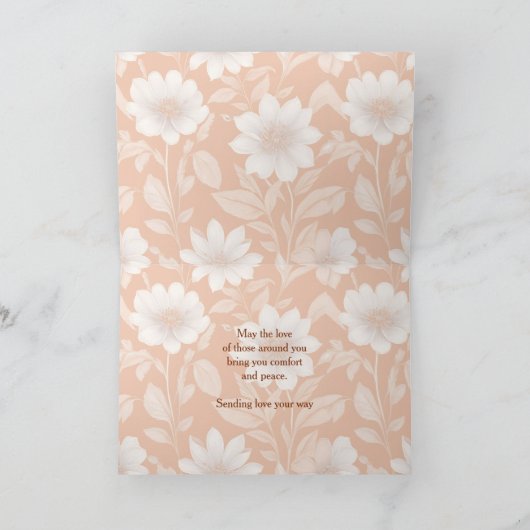 Je bent in onze gedachten - Witte bloemen op Sinaa Kaart (Binnen)