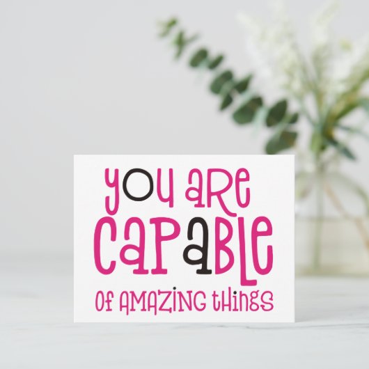 Je bent in staat om verbazingwekkende dingen posit briefkaart (Staand voorkant)