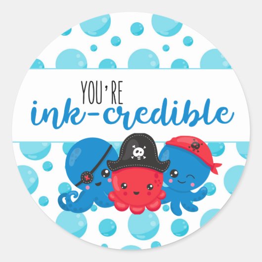 "Je bent inkt-geloofwaardig" Octopus Pirate Verjaa Ronde Sticker (Voorkant)