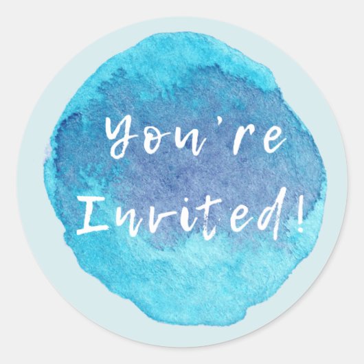 Je bent Invited Waterverf Blues Ronde Sticker (Voorkant)