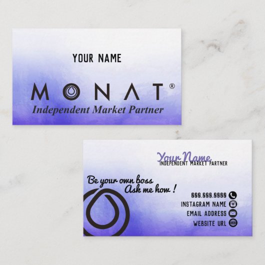 Je bent je eigen baas MONAT visitekaartje (Voorkant / Achterkant)