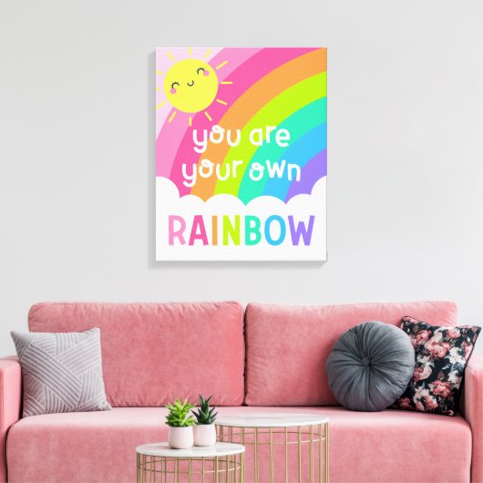 Je bent je eigen regenboog canvas afdruk (Insitu (Woonkamer))