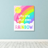 Je bent je eigen regenboog canvas afdruk (Insitu (Houten vloer))