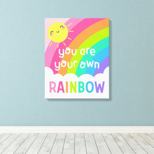 Je bent je eigen regenboog canvas afdruk (Insitu (Houten vloer))