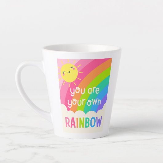 Je bent je eigen regenboog latte mok (Links)