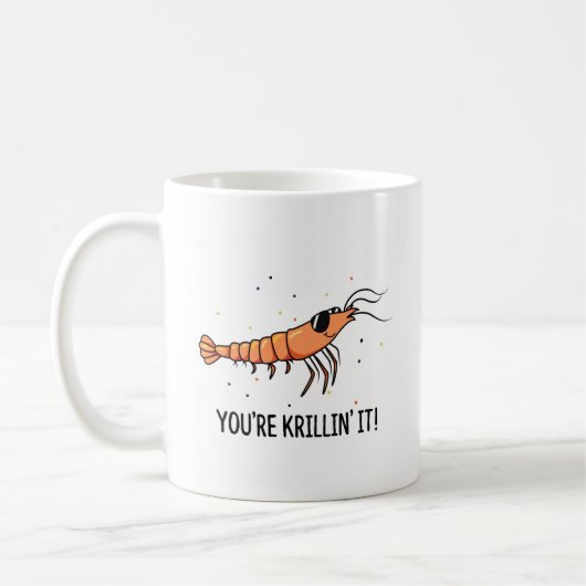 Je bent Krillin It Funny Krill Pun Koffiemok (Links)
