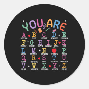 Je Bent Letters Alfabet Leer Abcs Inspiratie Te Ronde Sticker
