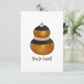 Je bent lief dank u crème puff choux bun gebak bedankkaart (Staand voorkant)