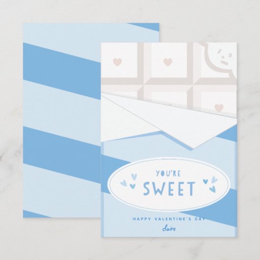 Je bent lief klaslokaal Valentijnsdag kaart Blauw (Voorkant / Achterkant)