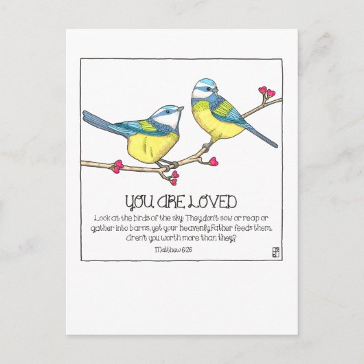 Je bent Loved Birds Inspirerend Briefkaart (Voorkant)