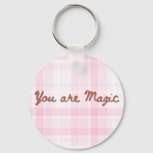 Je bent Magic Pink Plaid Inspirerend Quote Sleutelhanger