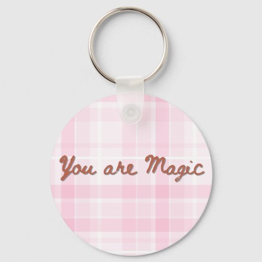 Je bent Magic Pink Plaid Inspirerend Quote Sleutelhanger (Voorkant)