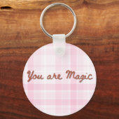 Je bent Magic Pink Plaid Inspirerend Quote Sleutelhanger (Voorkant)