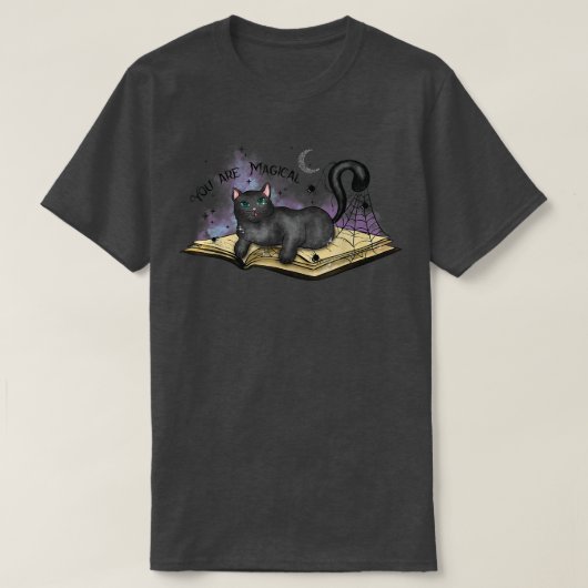 Je bent Magical Black Cat op Book Spider Web Hallo T-shirt (Design voorkant)