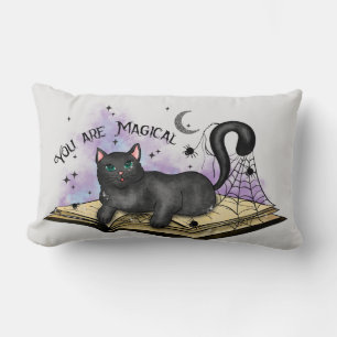 Je bent magisch - Mystieke Zwarte Kat & Boek Kussen