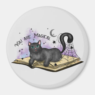 Je bent magisch - Mystieke Zwarte Kat & Boek Magneet