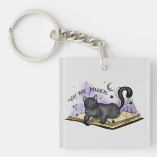 Je bent magisch - Mystieke Zwarte Kat & Boek Sleutelhanger
