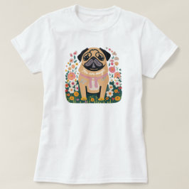 "Je bent magisch" Pug Boho Floral T-shirt
