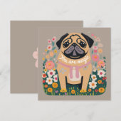 "Je bent magisch" Pug Boho Floral Wenskaart Feestdagenkaart (Voorkant / Achterkant)