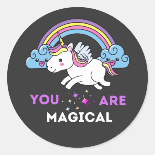 Je bent magisch Unicorn Ronde Sticker (Voorkant)