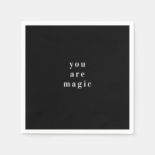 "Je bent magisch" Zwarte Kerst servet | feestelijk (Voorkant)