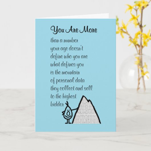 Je bent meer, een grappig gedicht over een gelukki kaart (Gele Bloem)