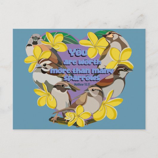 Je bent meer waard dan veel mussen briefkaart (Voorkant)