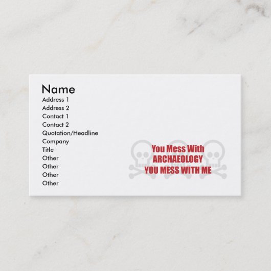 Je bent met Archeologie bezig. Visitekaartje (Voorkant)