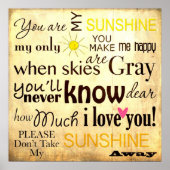 Je bent mijn  achtergrond voor Sunshine Word Art Poster (Voorkant)