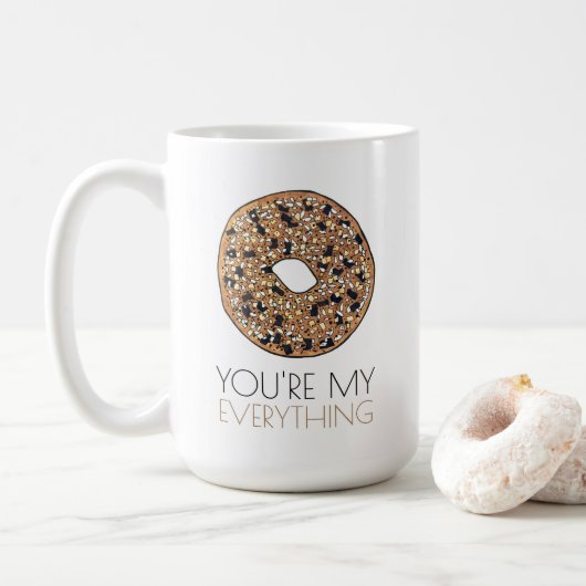 Je bent mijn 'Alles Bagel Breakfast Food Love' Koffiemok (Met donut)