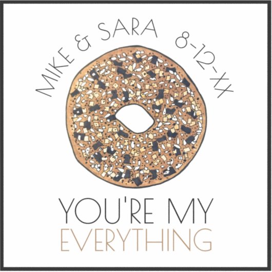 Je bent mijn Bagel Foodie Wedding Favor. Sticker (Voorkant)