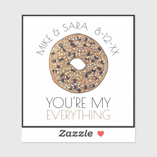 Je bent mijn Bagel Foodie Wedding Favor. Sticker (Vel)