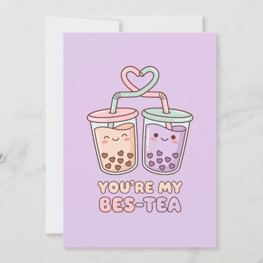 Je bent mijn bes-tea - Schattige Bubble Tea Valent Feestdagenkaart (Voorkant)