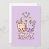 Je bent mijn bes-tea - Schattige Bubble Tea Valent Feestdagenkaart (Voorkant / Achterkant)