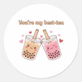 Je bent mijn beste-thee Lieve Boba Bubble Tea Vrie Ronde Sticker